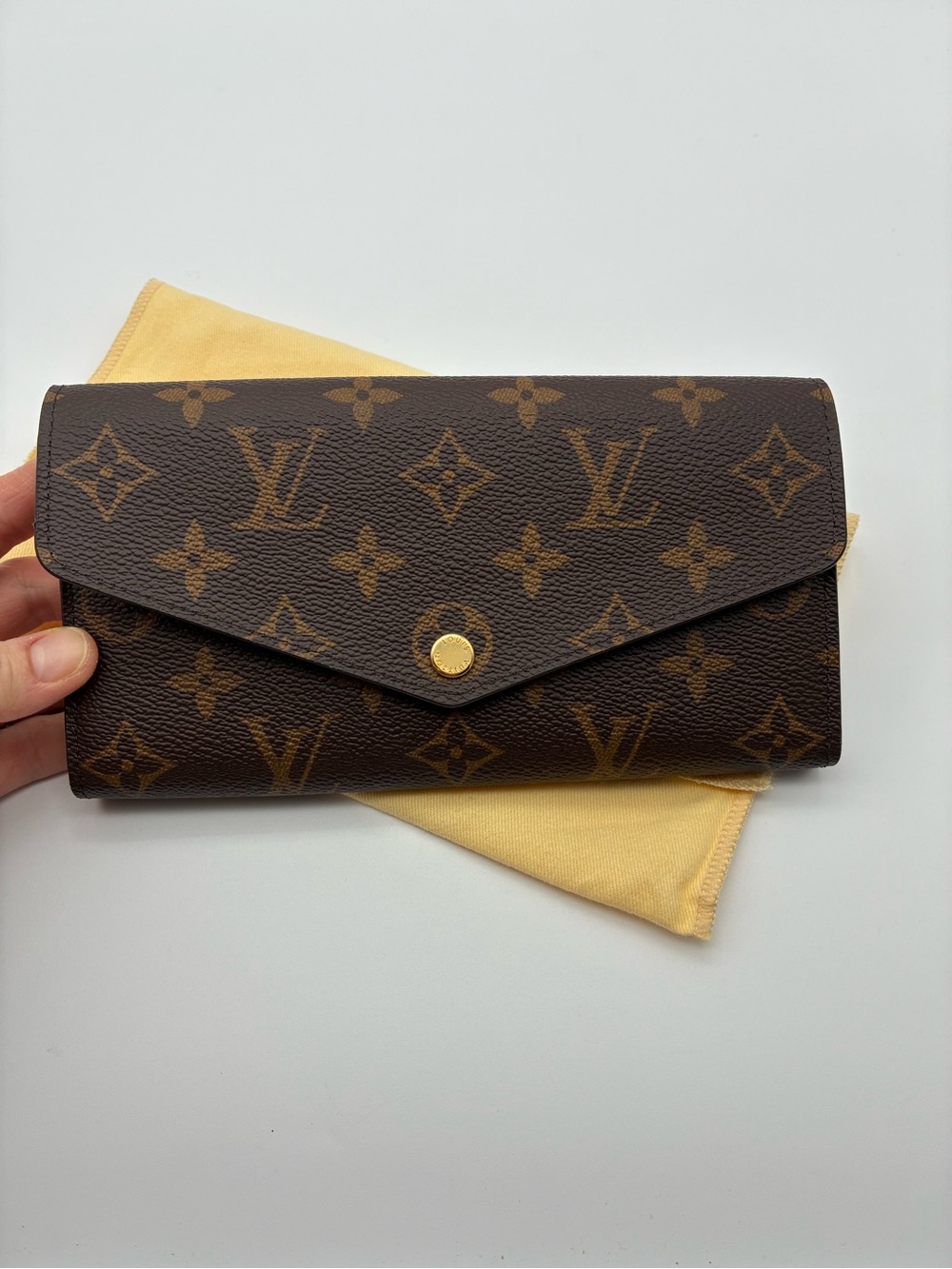 Louis Vuitton Monogram Canvas Sarah envelope style Wallet with pink interior